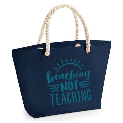 Strandtas navy - Beaching not teaching - Afbeelding 3