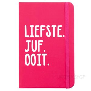 cadeau-juf-kerst-verjaardag-afscheid-juffendag-opvang-kinderdagverblijf-peuterspeelzaal-meester-leerkracht-lerares-schooljaar-notitieboek-liefste-juf-ooit-roze