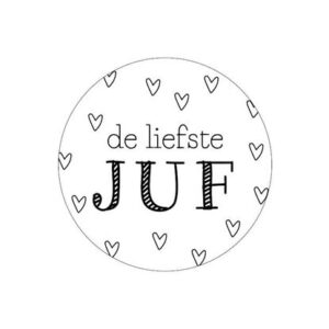 sticker-liefste-juf-juffendag-school-afscheid-schooljaar-basisschool-cadeau-kado-lerares-leidster